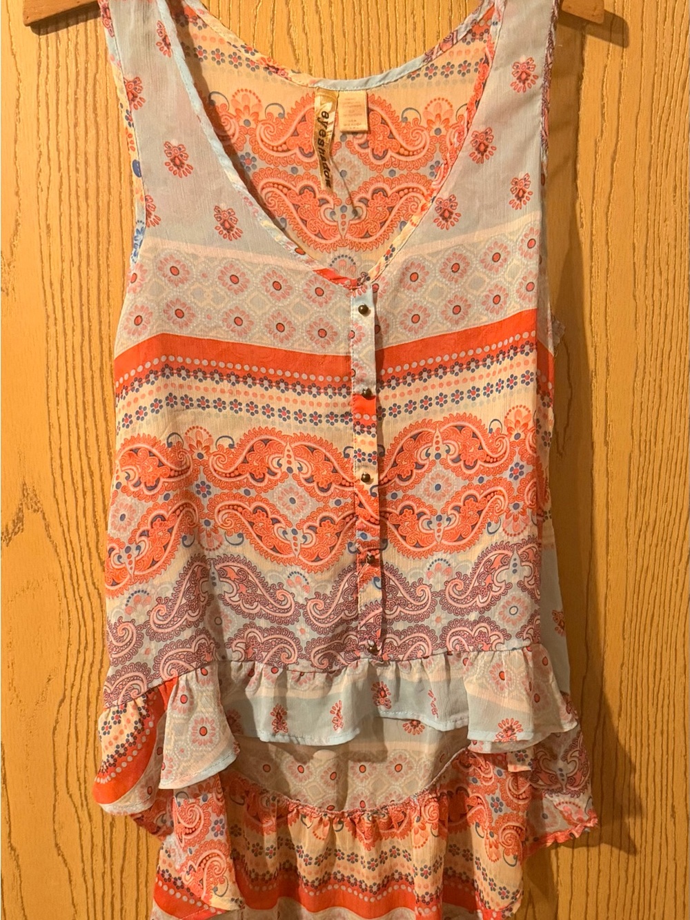 Paisley Print Ruffle Hem Top